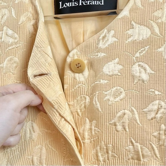 Vtg Louis Feraud Floral Silk Blend Short Sleeve Buttoned Jacket Yellow Size 6 - Picture 4 of 7